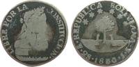 Bolivien 2 Soles Ag Simon Bolivar, JL, übl. Prägeschwäche -