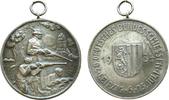 Schützen tragbare Medaille Silber Leipzig - auf das 20. Deutsche Bundesschießen, Drei Schützen auf einer Wiese vor dem Völkerschlachtdenkmal / Stadtwappen, -