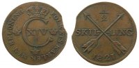 Schweden 1/2 Skilling Ku Karl XIV, Zainende -