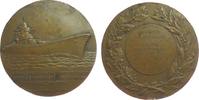 Frankreich Medaille Bronze Schlachtschiff Richelieu - verliehen an Talon Roger, Schiff auf See nach rechts / Mehrzeiler im Kranz, v. Dubois, ca. 68 -