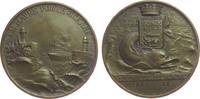 Frankreich Medaille Bronze Le Havre - das Tor zum Ozean, ankommendes Passagierschiff zwischen zwei Leuchttürmen / gekröntes Wappen über Seeungeheuer -