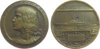 Frankreich Medaille Bronze Jeanne d'Arc - Kreuzer, französische Marine, Büste der Jeanne d'Arc nach links / Kreuzer auf See - darunter Anker und lee -