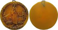 Speyer Plakette Paraffinwachs gelb St. Konrad - 50. Jubiläum der kath. Kirchengemeinde, Hl. Konrad vor alter und neuer Kirche, ca. 146 MM -