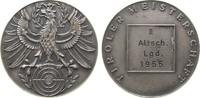 Österreich Medaille Bronze versilbert Tirol - Meisterschaft II. Altsch. Lgd. 1955 (Gravur), Wappenadler über Zielscheibe / Mehrzeiler und Umschrift, -