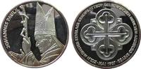 Reformation / Religion Medaille Silber Papst Johannes Paul II - zum Papstbesuch, stehender Papst mit Hirtenstab seitlich / Kreuz, ca. 40 MM, ca. 24.45 Gramm -