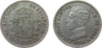 Spanien 50 Centimos Ag Alfonso XIII, PC-V, kleiner Randfehler, 1904/10 -