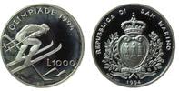 San Marino 1000 Lire Ag Olympiade Abfahrtslauf, etwas angelaufen -