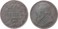 Südafrika 1 Shilling Ag Paul Kruger, Zuid Afrikaansche Republik, feine Henkelspur -