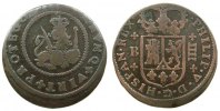 Spanien 4 Maravedis 1700-46 o.J. Ku Felipe V, Burgos, Typ: 15, dezentrierte Prägung, Jahr nicht ersichtlich ss