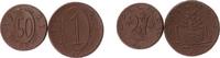 Porzellan 50 Pfennig + 1 Mark Böttger Steinzeug Gollnow, braun, 19 und 22,5 MM -