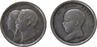 Napoleon Miniaturmedaille Silber Napoleon III. (1852 - 1870) - auf die Taufe des Prinzen, Büsten der Eltern nach links / Büste des Kindes nach links , v. -