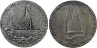 Köln Medaille Bronze versilbert Köln - Erinnerung an die erste Kölner Messe 1924, historisches Oberländer Rheinhandelsschiff vor Stadtfront / -