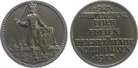Münchner Medailleure Medaille 1927 Bronze Nordhausen - auf die 1000 Jahrfeier, Soldat mit Schwert und Stadtschild über Stadtansicht / Mehrzeiler ...