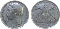 Frankreich Medaille Zinn Besançon - auf die Universalausstellung, Büste Napoleons III. nach links / Stadtgöttin inmitten von Attributen der Industri -