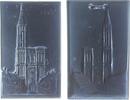 Neujahr Plakette 1940 Eisenguß Lauchhammer - auf das Neue Jahr, Westfassade des Straßburger Münsters, einseitig mit Hängevorrichtung, v. Fritz Hö...