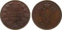 Finnland 10 Pennia Ku Nikolaus II. von Russland 1894-1917 -