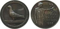 Tiere Medaille Silber Brieftauben - für hervorragende Leistungen, verliehen vom Verband der deutscher Brieftaubenzüchter Vereine e.V., ca. 38,4 -