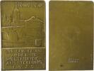 Tiere Plakette Bronze Frankfurt - Hundeausstellung, zur Erinnerung an die erste Welthundeausstellung 1935, einseitig, v. Wiedemann, ca. 42 x 65 -