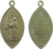 Wallfahrt tragbare Medaille Bronze Saint Antoine de Padone (Antonio von Padua), Mönch mit Kind / Kreuz mit Mehrzeiler, ca. 18 x 35,5 MM, spitzoval -