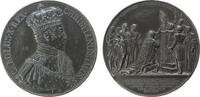 Frankreich Medaille 1825 Zinn Charles X. (1824-1830) - auf seine Salbung in Reims, Brustbild mit Krone und Krönungsornat nach rechts / Salbung du...