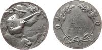 Schützen Medaille Silber Unbestimmt - 11. Preis (Gravur), Jäger mit Gewehr und zwei Hunden / Gravur im Kranz, ca. 34 MM, ca. 12,9 Gramm, Randfehle -