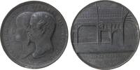 Napoleon Medaille Zink Napoleon III. (1852 - 1870) und Eugenie - auf Industriepalast, Büsten gestaffelt nach links / Innenansicht des Palastes, v. -