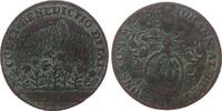 Harz-Münzmeisterpfennige Rechenpfennig Kupfer Brauns Johann Albrecht - Harz, Zellerfeld, Beet mit Blumen im Regen / Wappen, ca. 26,5 MM -