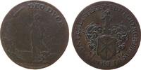 Harz-Münzmeisterpfennige Rechenpfennig Kupfer Hecht Johann Benjamin - Harz, Zellerfeld, eine Frau mit Füllhorn wird von einem aus den Wolken herabhängendem Faden gelen -