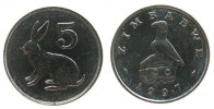 Zimbabwe 5 Cent KN Hase -