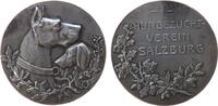Österreich Medaille Bronze versilbert Salzburg - Hundezuchtverein, zwei Hundeköpfe sich gegenüber / Schrift, ca. 40 MM -