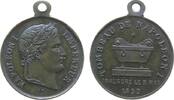 Napoleon tragbare Medaille Bronze Napoleon III. (1852-1870) - auf die Einweihung der Grabstätte für Napoleon I., Notre Dame, Büste nach rechts / Sarkophag, -