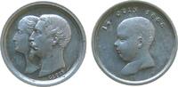 Napoleon Miniaturmedaille Silber Napoleon III. (1852 - 1870), auf die Taufe des Prinzen, Büsten der Eltern nach links / Büste des Kindes nach links , v. A -