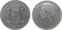 Spanien 5 Pesetas Ag Amadeo I, SD - M, 1871/71, kleine Randstöße -