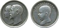 Napoleon Miniaturmedaille Silber Napoleon III. (1852 - 1870) - auf die Taufe des Prinzen, Büsten der Eltern nach links / Büste des Kindes nach links , v. -