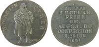 Reformation / Religion Medaille 1830 Silber Augsburg - 300 Jahrfeier der Augsburger Konfession, Luther stehend / Mehrzeiler, ca. 22 MM, ca. 3,3 G...