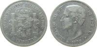 Spanien 5 Pesetas Ag Alfonso XII, DE-M -