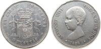 Spanien 5 Pesetas Ag Alfons XIII, MP-M, CC:16011, mehrere Randfehler -