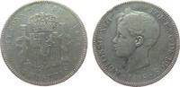 Spanien 5 Pesetas Ag Alfonso XIII, SG-V -
