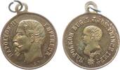 Napoleon tragbare Medaille Bronze Napoleon III. (1852-1870) - auf seinen Sohn und Thronfolger Napoleon Eugene, beider Büste nach links, Signatur: C.T, 23,4 -