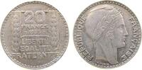 Frankreich 20 Francs Ag Marianne, kurze Spitzen, rameaux courts, kleine Randfehler -