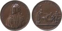 Schweiz Medaille 1734 Bronze Genf - auf die Wahl von Louis Le Fort (1668-1743) zum 1. Syndicus der Stadt Genf, Brustbild mit Allongeperücke halbl...