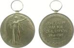 Großbritannien tragbare Medaille Bronze Victory Medaille - auf den II. Weltkrieg, THE GREAT WAR FOR CIVILISATION 1914-1919., Nike mit Palmwedel / Schrift, Rand: -