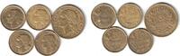 Frankreich Lot 5 Münzen AlBr 5 Francs bis 20 Francs -