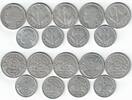 Frankreich Lot 9 Münzen Al 1 Franc und 2 Francs -