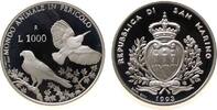 1000 Lire 1993 San Marino Ag Falke und Specht pp