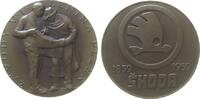 Medaille 1959 Tschechoslowakei Bronze Skoda-Werke - auf die 100. Jahrfeier in Pilsen, Arbeiter und Ingenieur / Emblem, ca. 60 MM prägefrisch