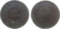Französische Kolonien 10 Centimes 1827 Br Charles X, für Martinique u. Guadeloupe, H, VG 2645, kleine Randfehler ss