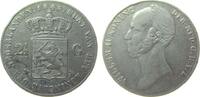 Niederlande 2 1/2 Gulden Ag Willem II, Fleur de Lis, Schulman 510, Randstoß -