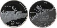 20 Ecu 1998 Finnland Ag Rentier, Skiläufer und Skispringer, winziger Fleck pp