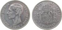Spanien 5 Pesetas Ag Alfonso XII, DE-M -